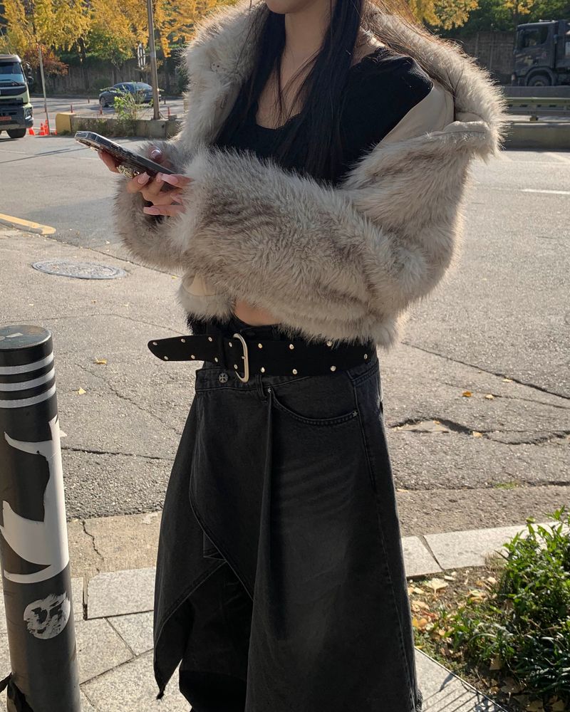 Maxi wrap denim skirt