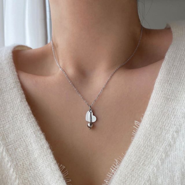 yu Heart ball, unique y necklace