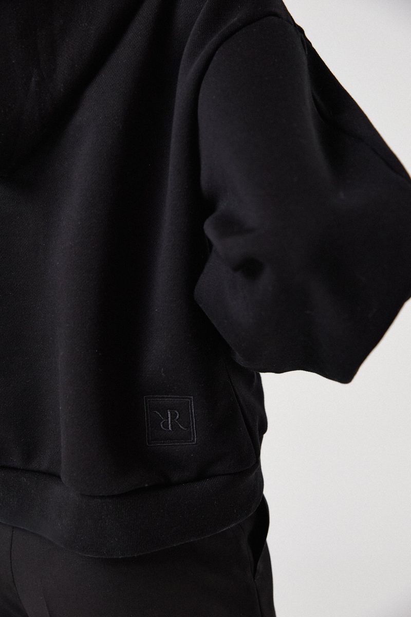 balloon crop hoodie_black