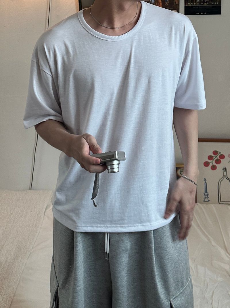 베이직 실켓 유넥 반팔티