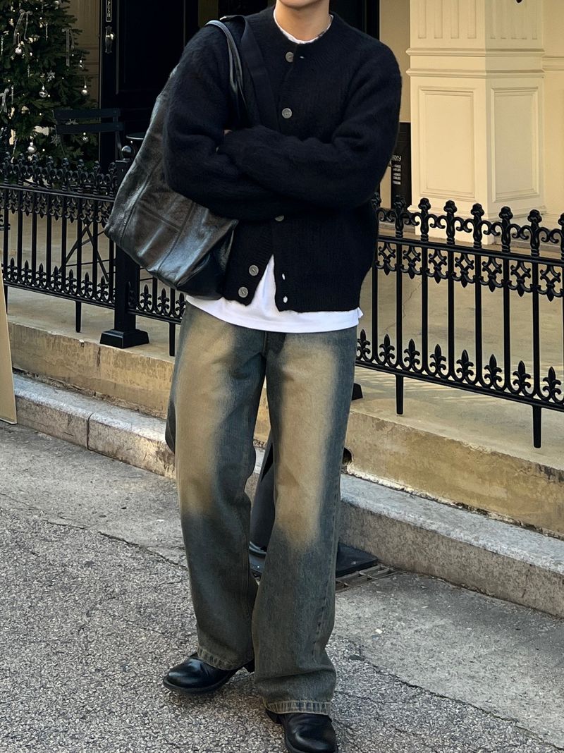 Brush wool cardigan