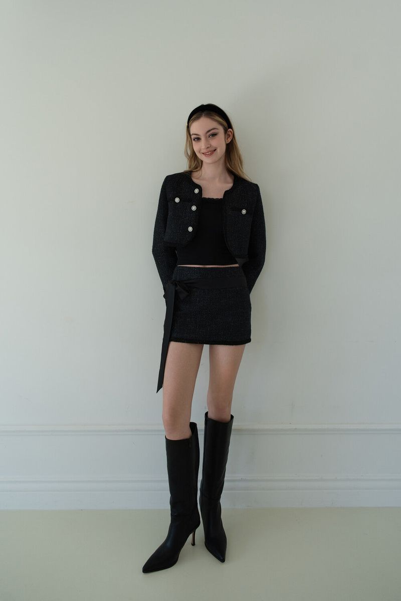 [Seow] Glow Tweed Cropped Jacket