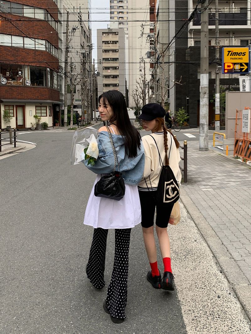 [MADE] Dot Pleated Long Bootcut Pants