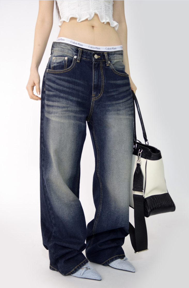 (UNISEX)fall blue denim pants