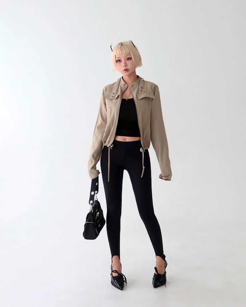 Cargo Pocket Slim Fit Zip-Up Jacket