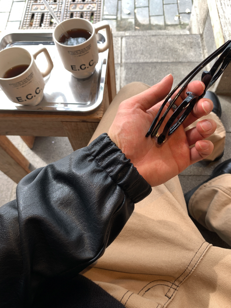 Waini Crack Two-Way Semi-Over Leather Jacket