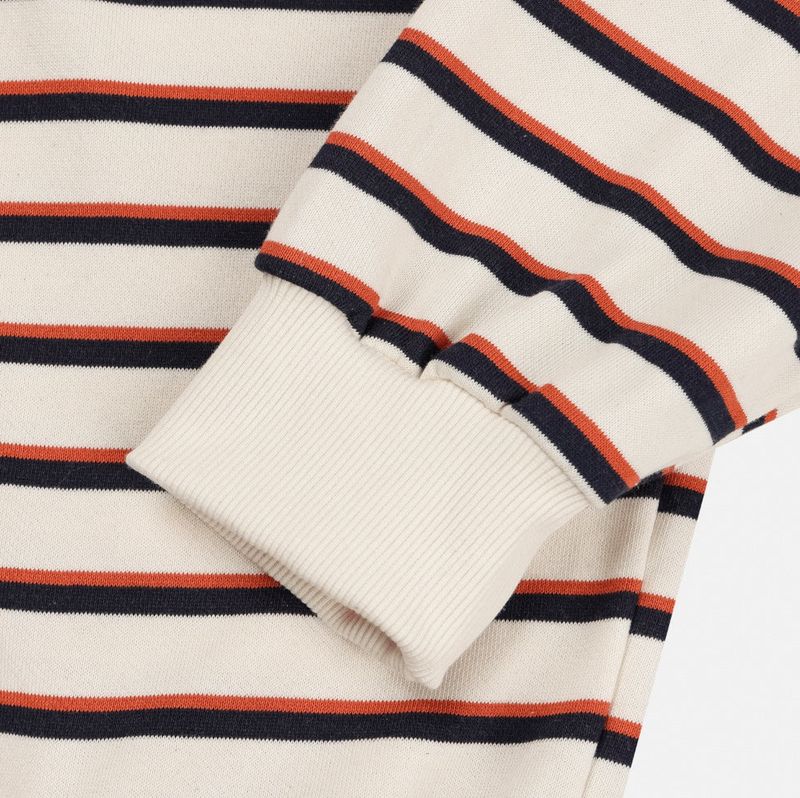 Sweat collar striped sweatshirt