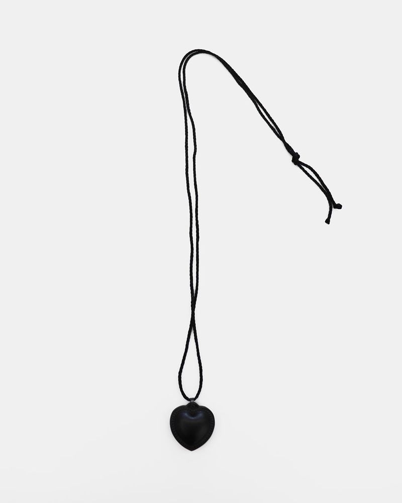 Carven Leather Heart Long Necklace