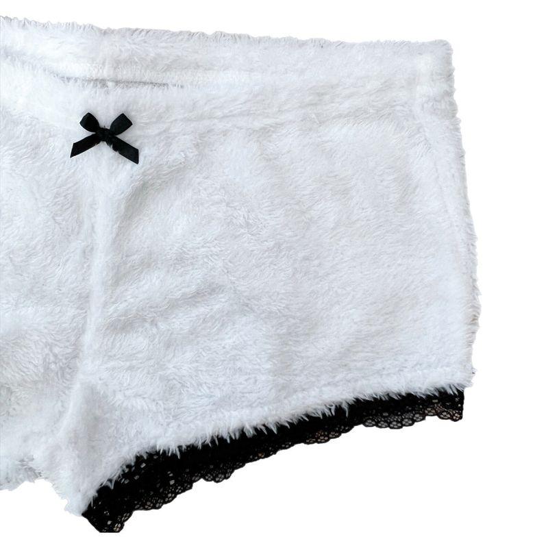 Fluff Fur Lace Ribbon Mini shorts