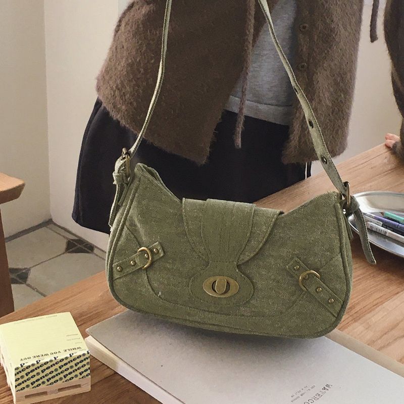 Binbe Vintage Washing Green Shoulder Bag