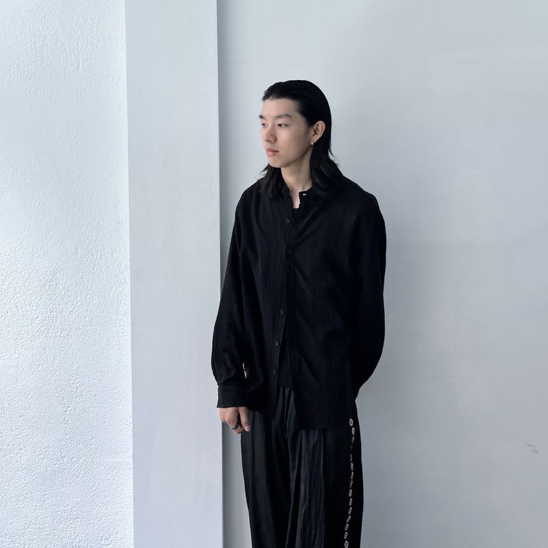 Deep Black Vertical Texture Shirt