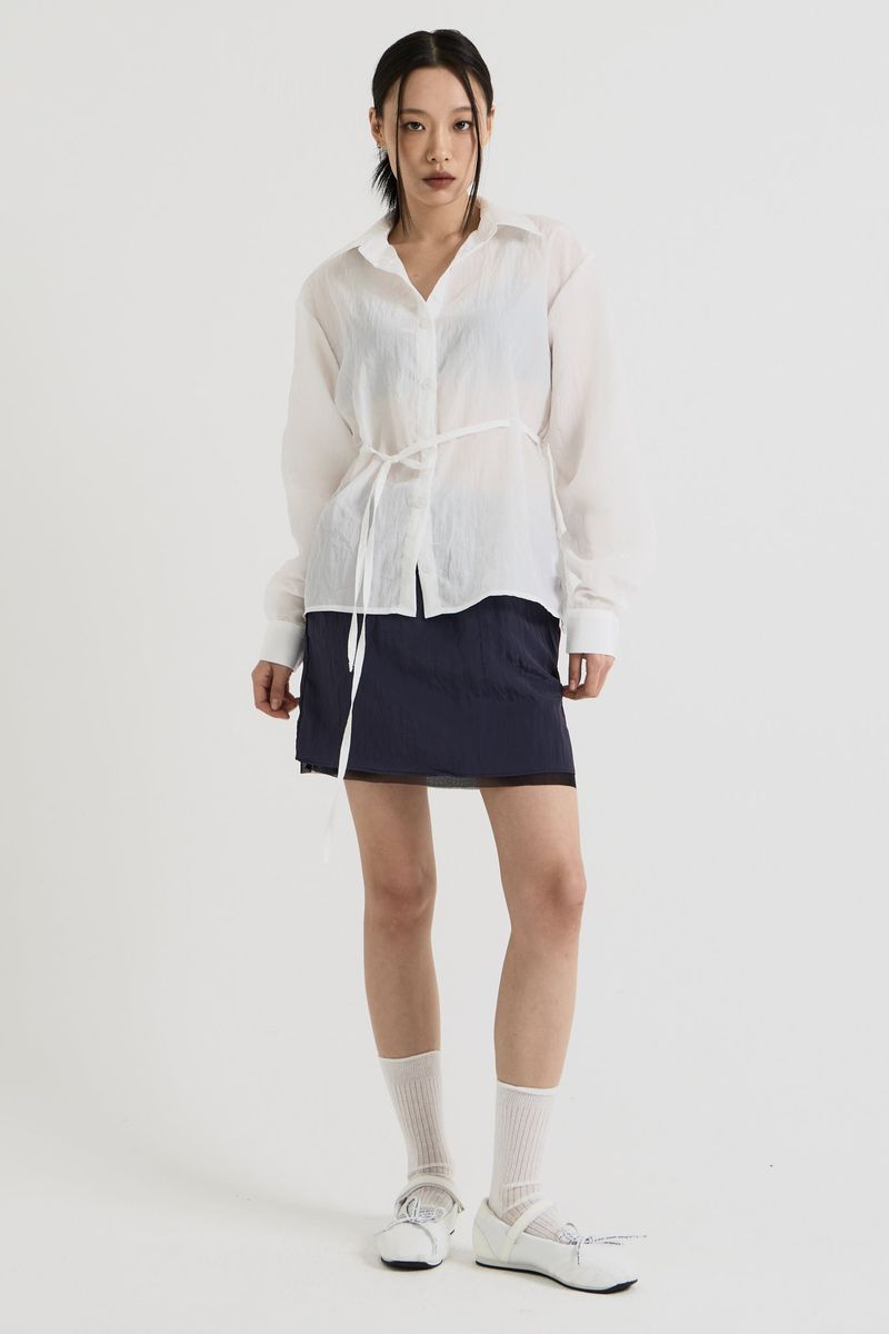 Sheer String Blouse, White