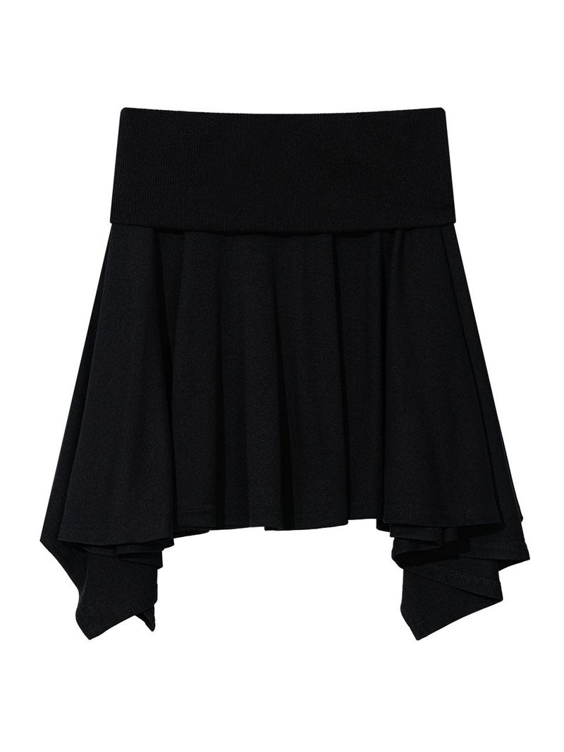 SOFT CONTRAST FLARE SKIRT(BLACK)