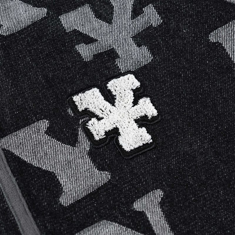 Letters Monogram Denim Jersey Shirt - Black