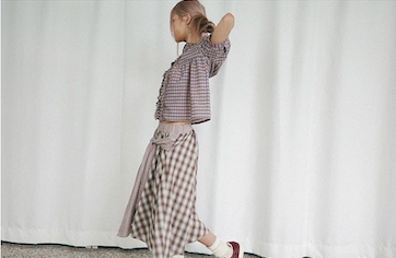 Check Tie Skirt (beige)