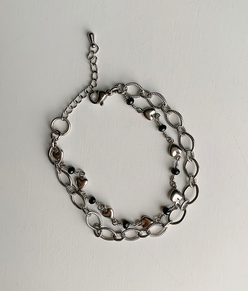 Layered heart chain bracelet