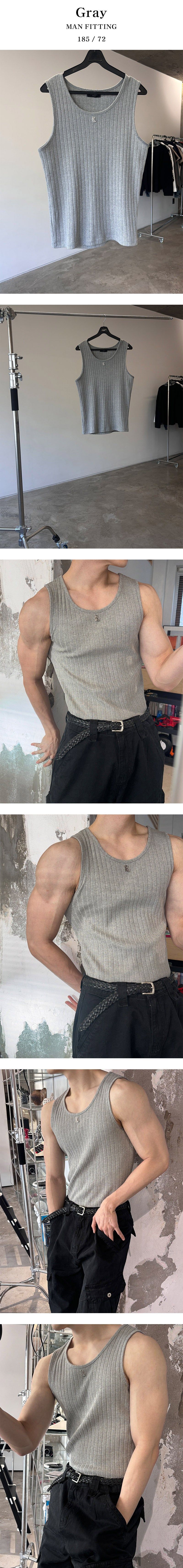 [S/S] High ribbed logo sleeveless(6color)