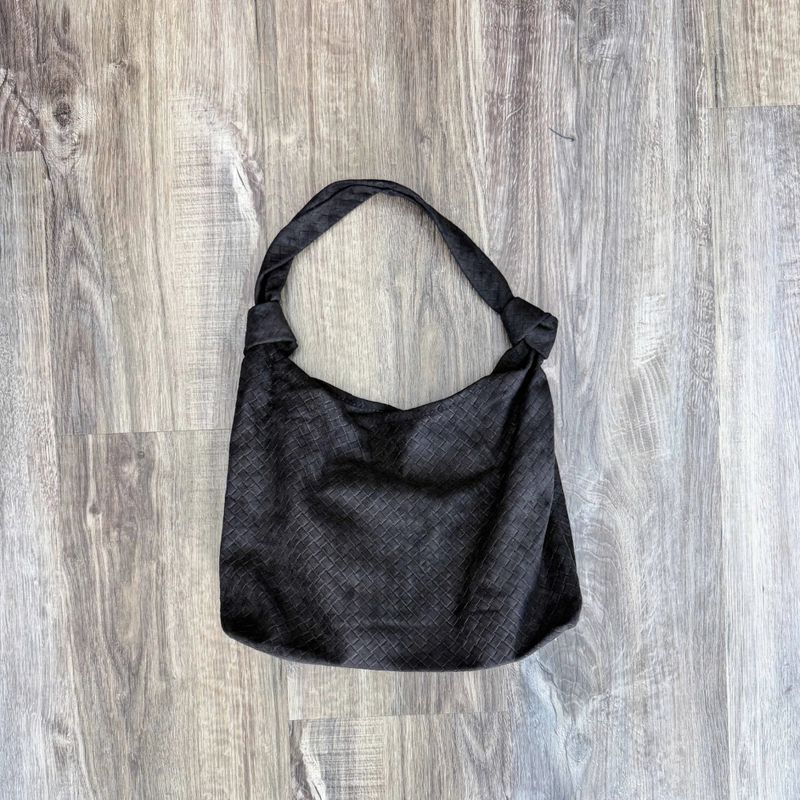 Woven Suede-Look Shoulder Bag