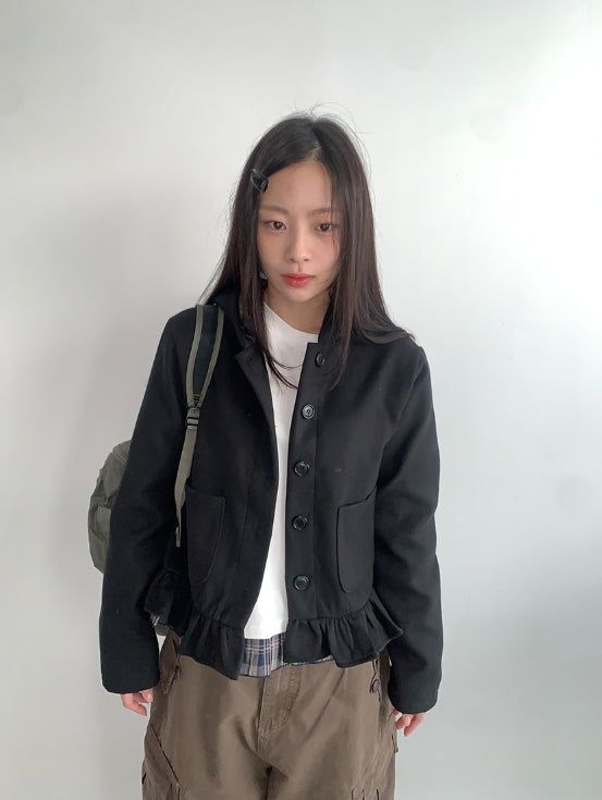 Skimbe Frill Hood Short Coat