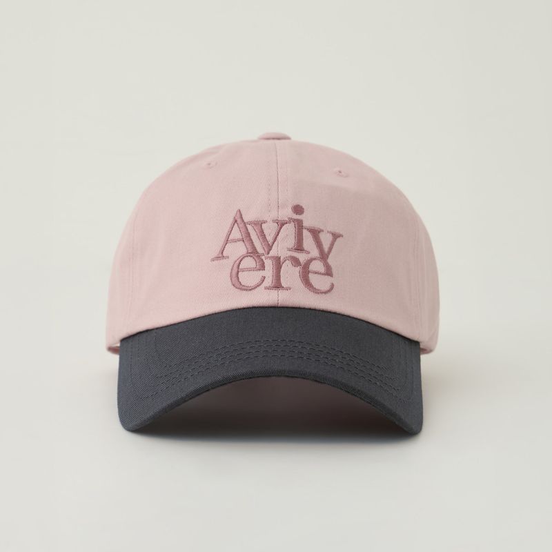 Avivere lettering cap denim pink brown