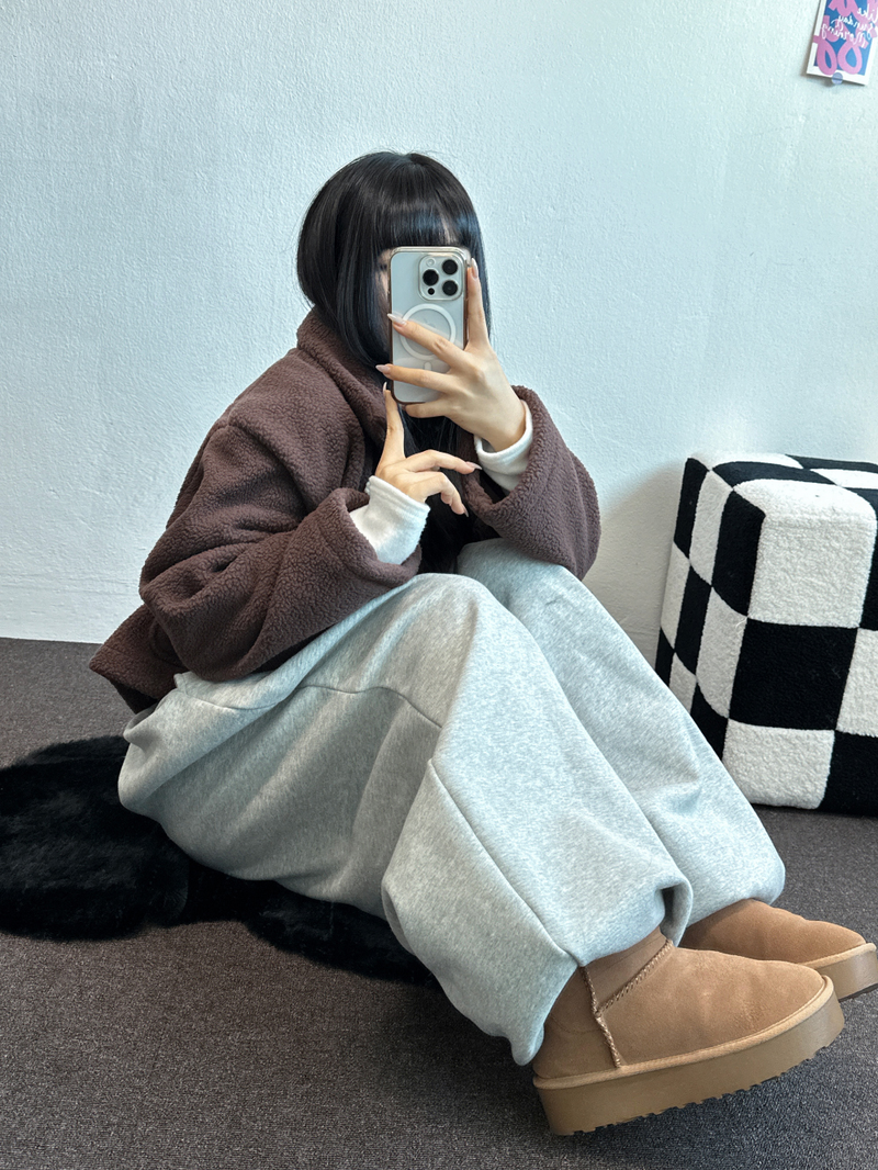 SHEEP FUR SEMI CROPPED TTEOKBOKKI COAT 🤎🤍🧸4COLOR