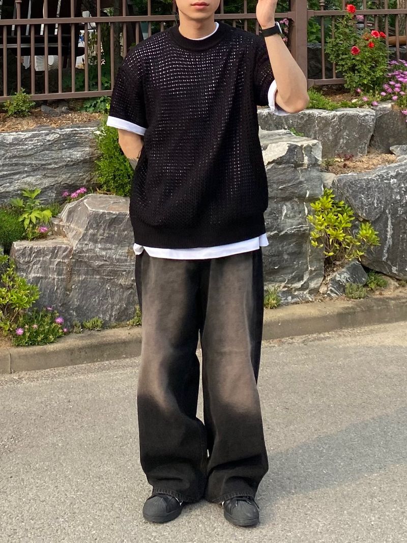 UNAIDUN（アネイダン）の「Mesh Round Short Sleeve Knit 3C（Tops）」