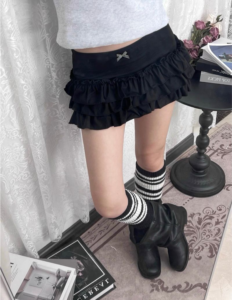 Black Bow Tiered Skirt