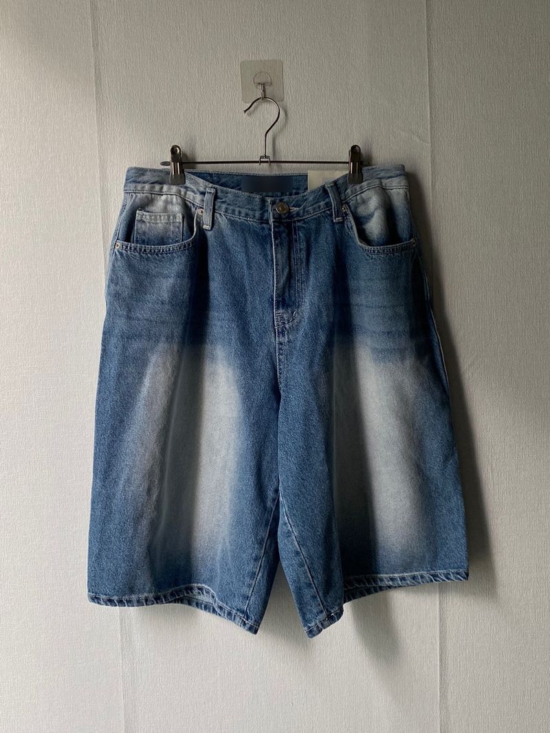 Sand denim half pants
