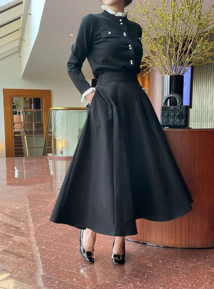 iam mari（アイアム マリ）の「Emily Pintuck Flare Long Skirt（Skirts）」