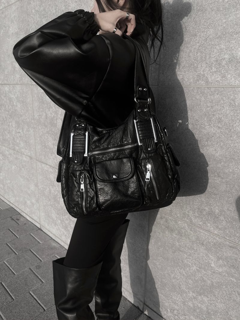 vintage husky leather shoulder bag