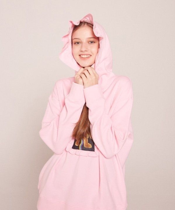 ruffle hoodie pink