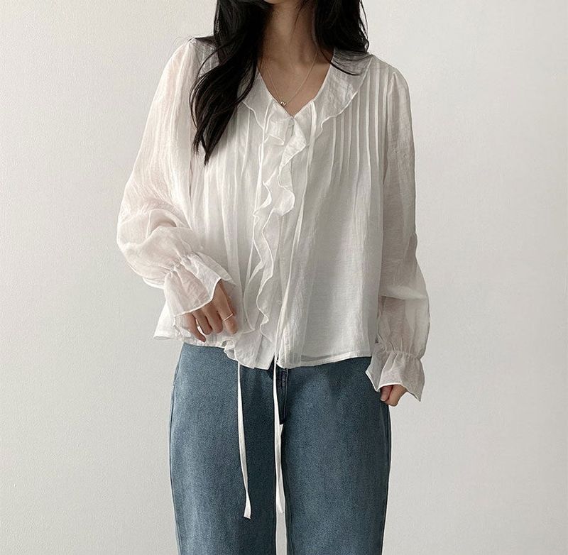 Poen puff string frilled blouse