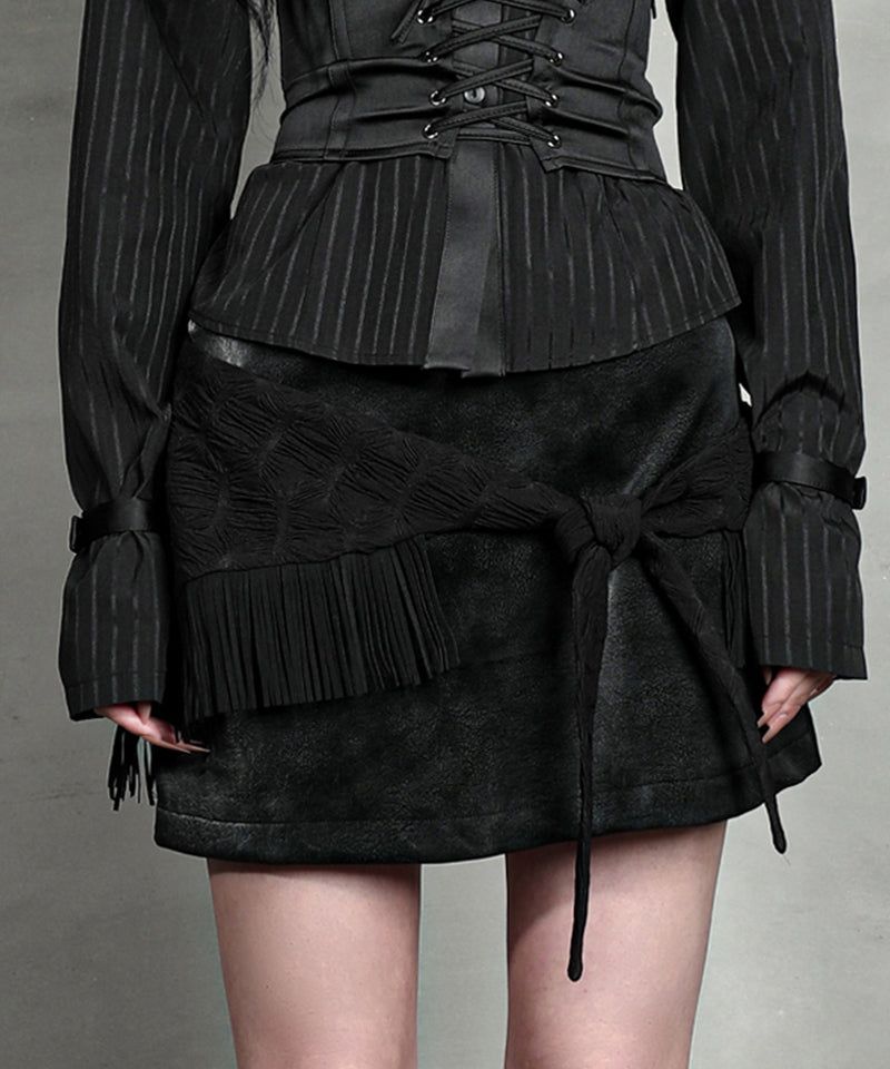 DARLING, YOU ARE BAD（YOU ARE BAD）の「フリンジラップレザースカート #BLACK（スカート）」