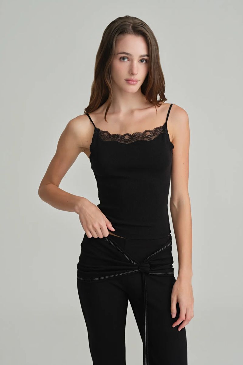 Swan lace sleeveless, Black