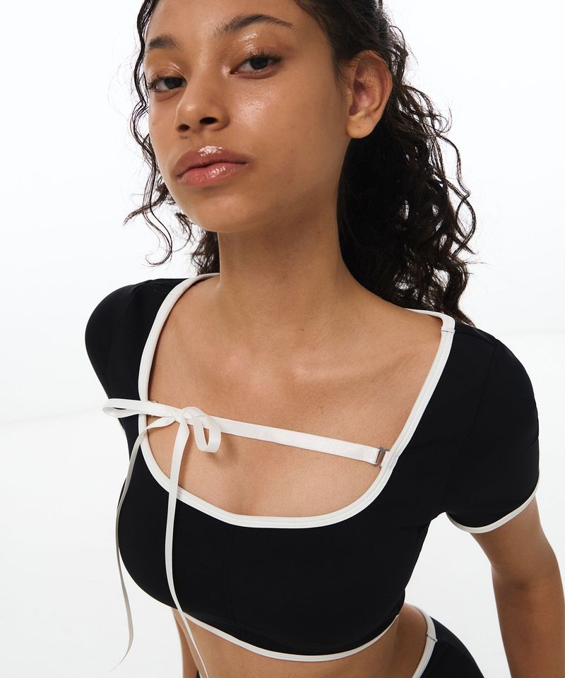 Line Classic Short Bikini Bra BK (Side ribbon)