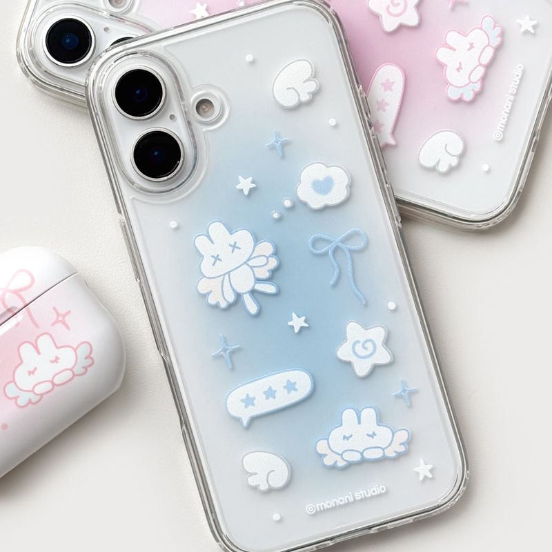 [Gel-hard] Dreaming rabbit Phone case(Blue) (only case)