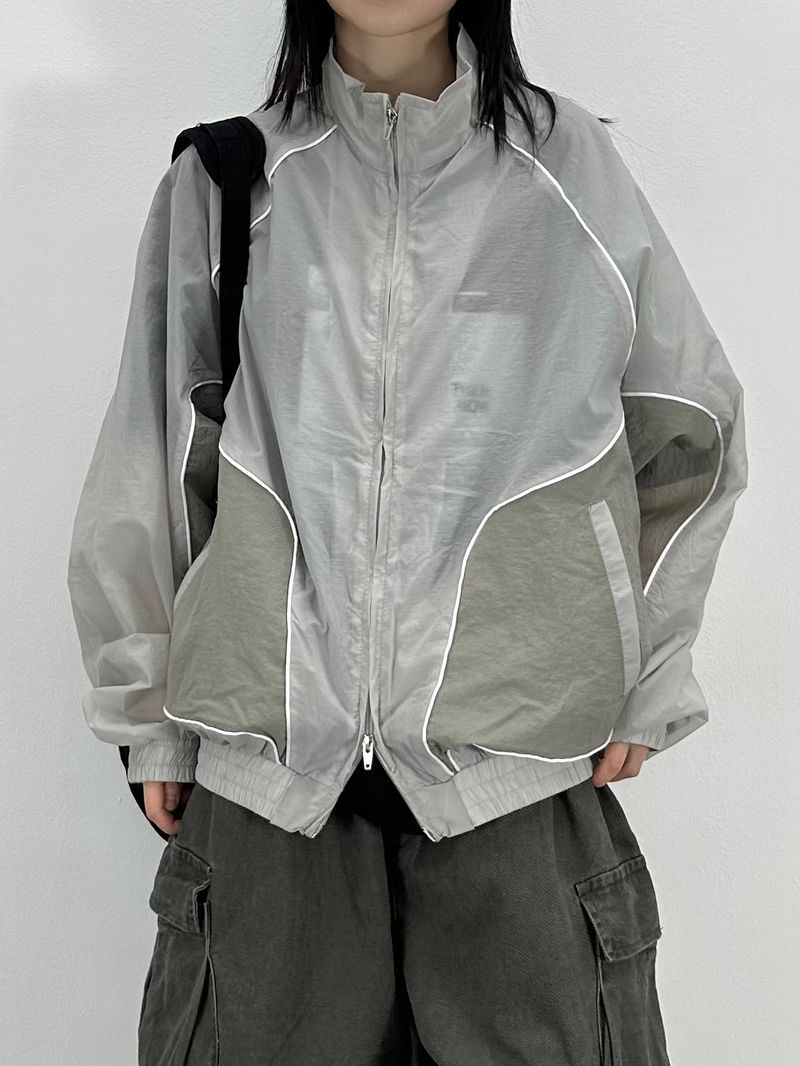 パイピング メッシュ ブルゾン ジャケット