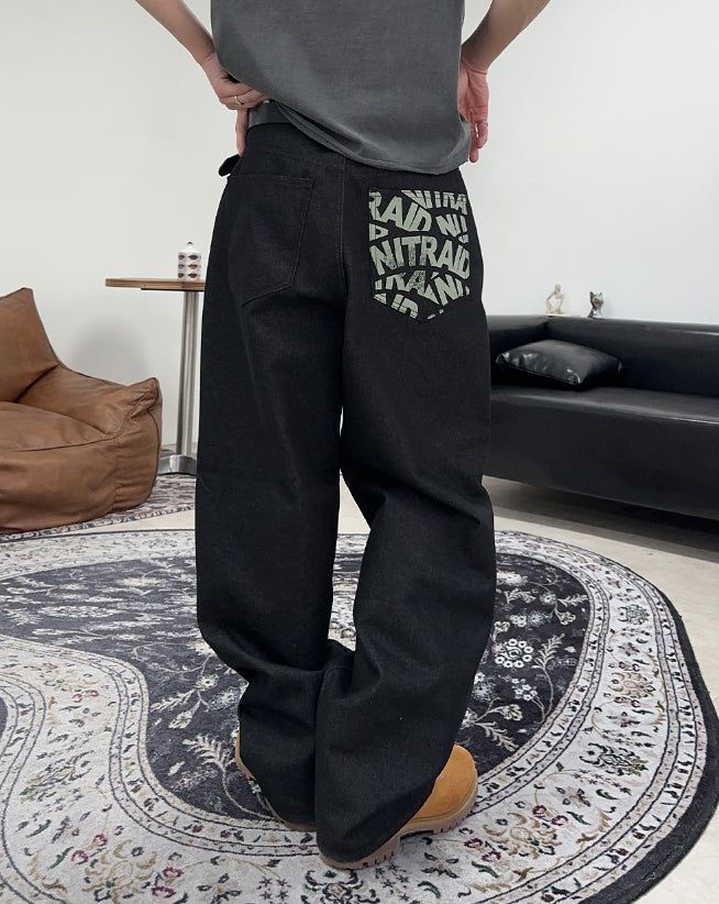 カリックグラフィックポケットデニムパンツ