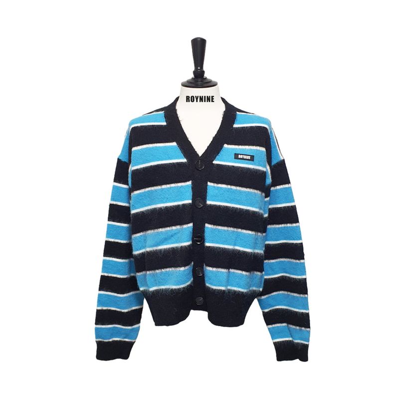 ROYNINE（ロイナイン）の「Black&Light Blue Stripe Cardigan（Tops）」