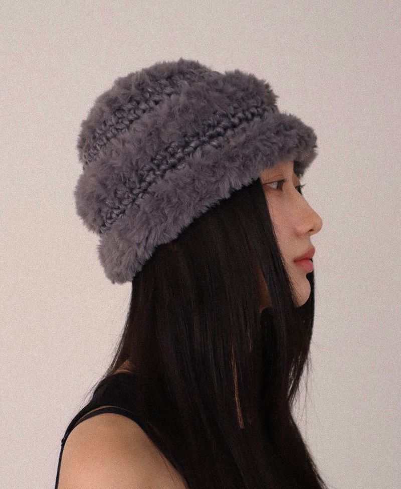 mix fur hat (gray)