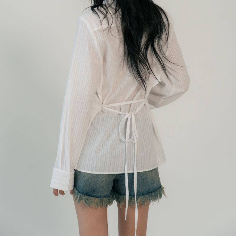FRINGE DENIM SHORTS (BLUE)