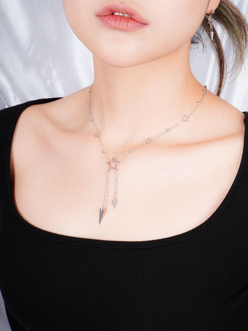 Beads Star-Stud double drop Necklace