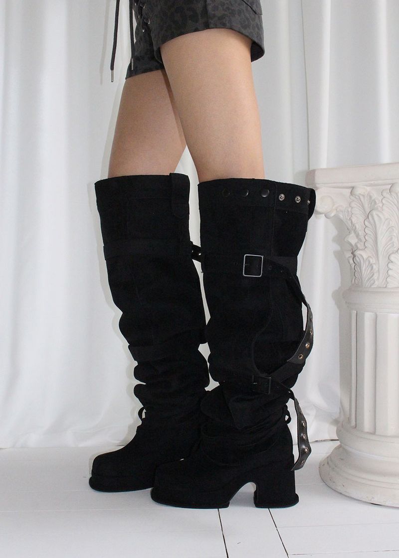BUCKLE THIGH HIGH BOOTS