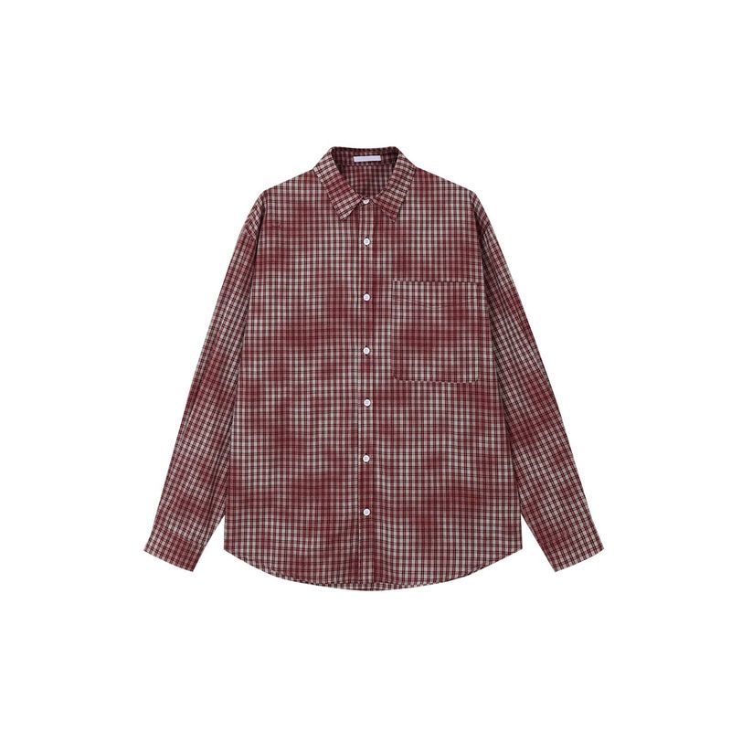 Leon vintage washing checkered shirt