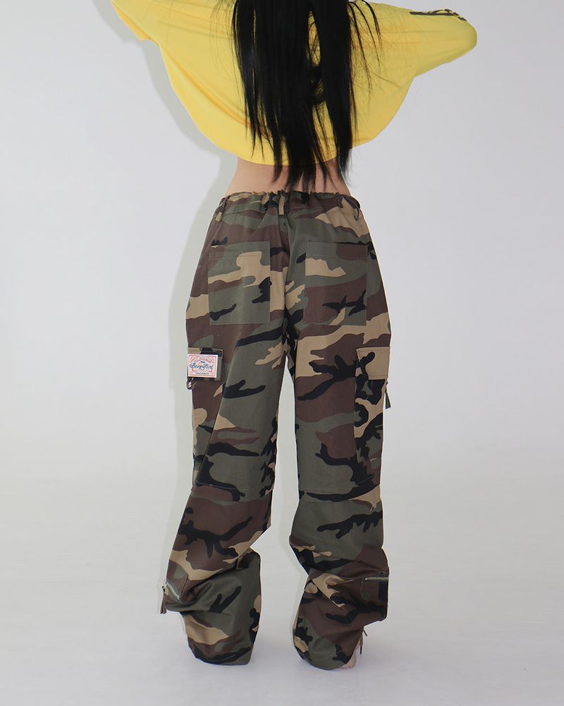 [UNISEX] Patch Military Camo Wide Pants