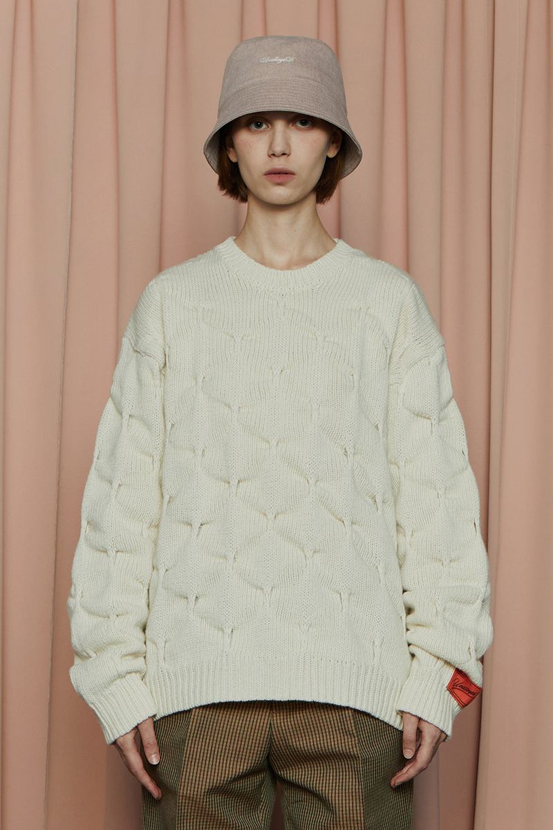 EMBOSSING CLOVER KNIT / IVORY