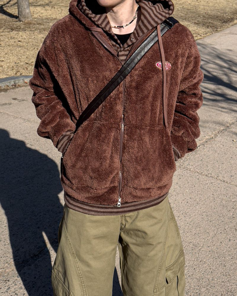 Perrin Fleece Shearling Hood Zip-Up