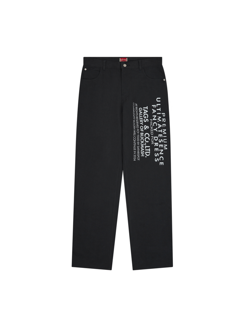 MULTI SKULL STRAIGHT COTTON PANTS (CHARCOAL)