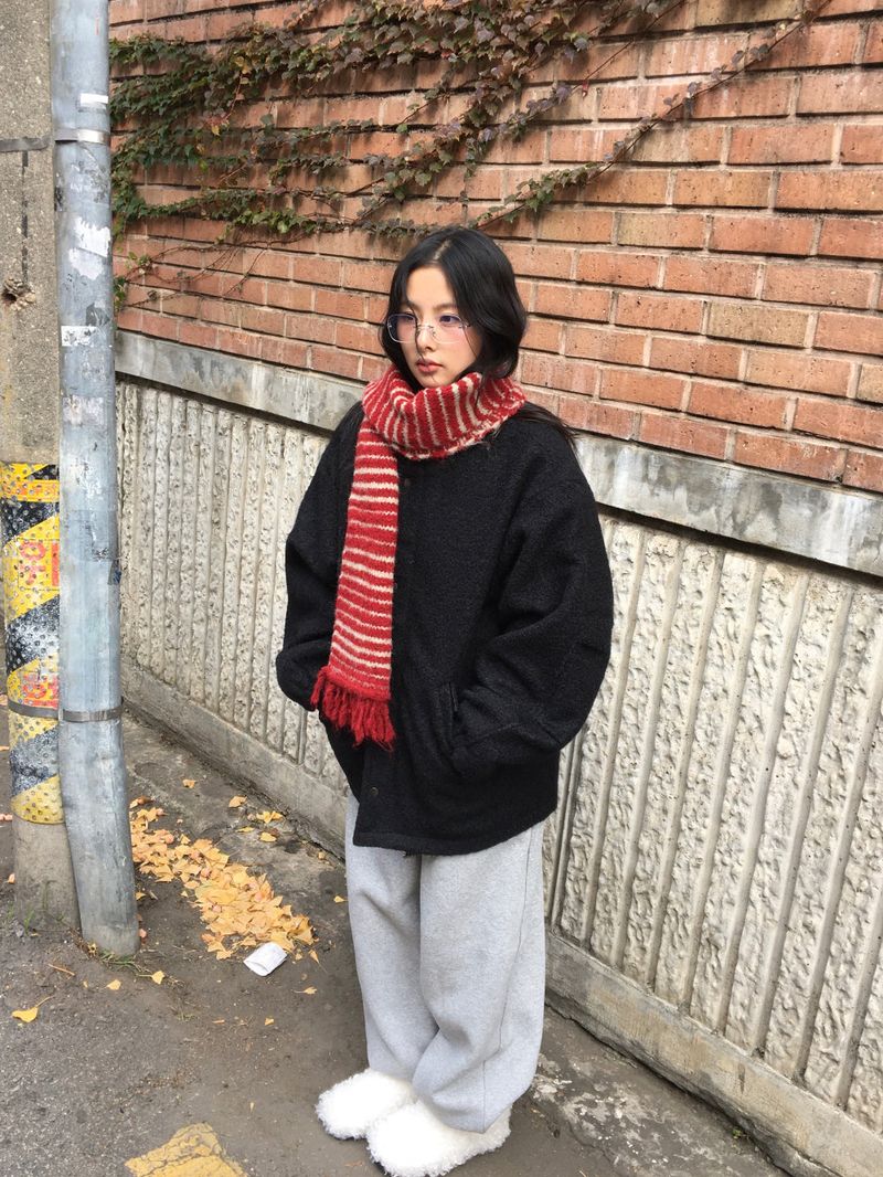 Le Fine Wool Stripe Muffler (4color)