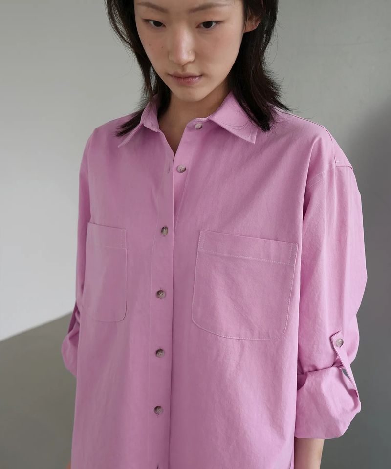 Cotton Roll-up Oversized Shirts - Pink
